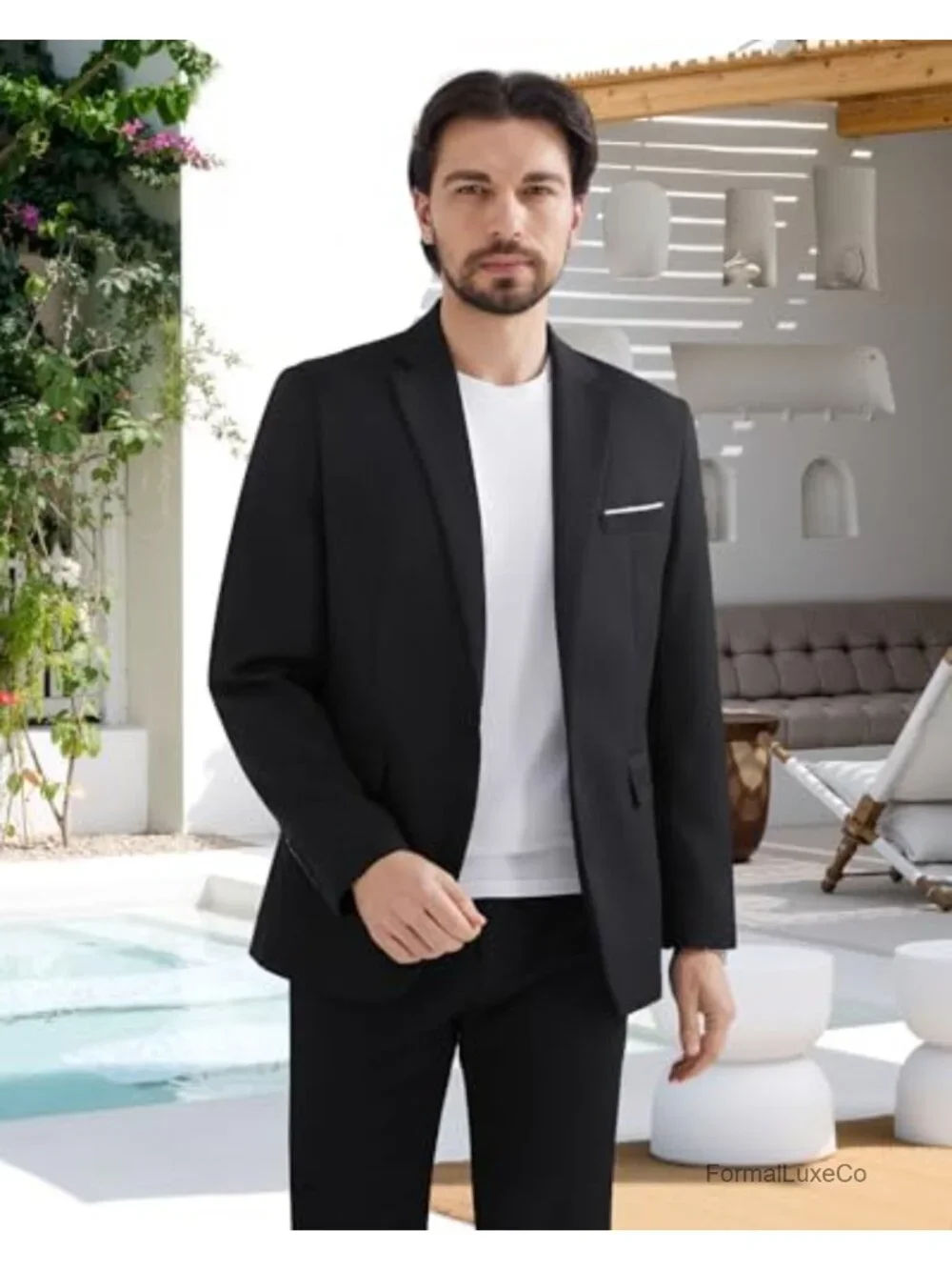 Slim Fit One Button Blazer for Men - 80% Polyester 20% Viscose